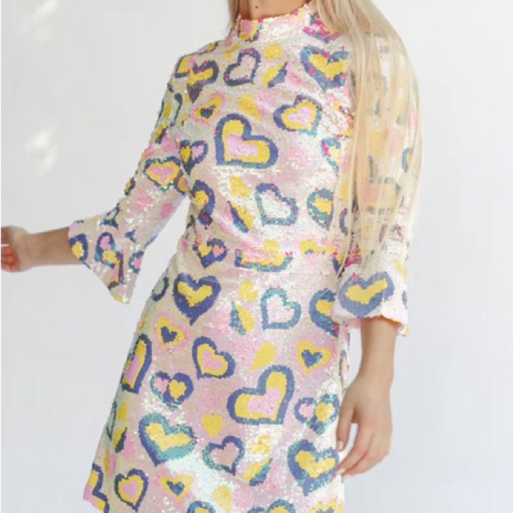 Literally the cutest dress ever. HVN sequin heart mini dress.